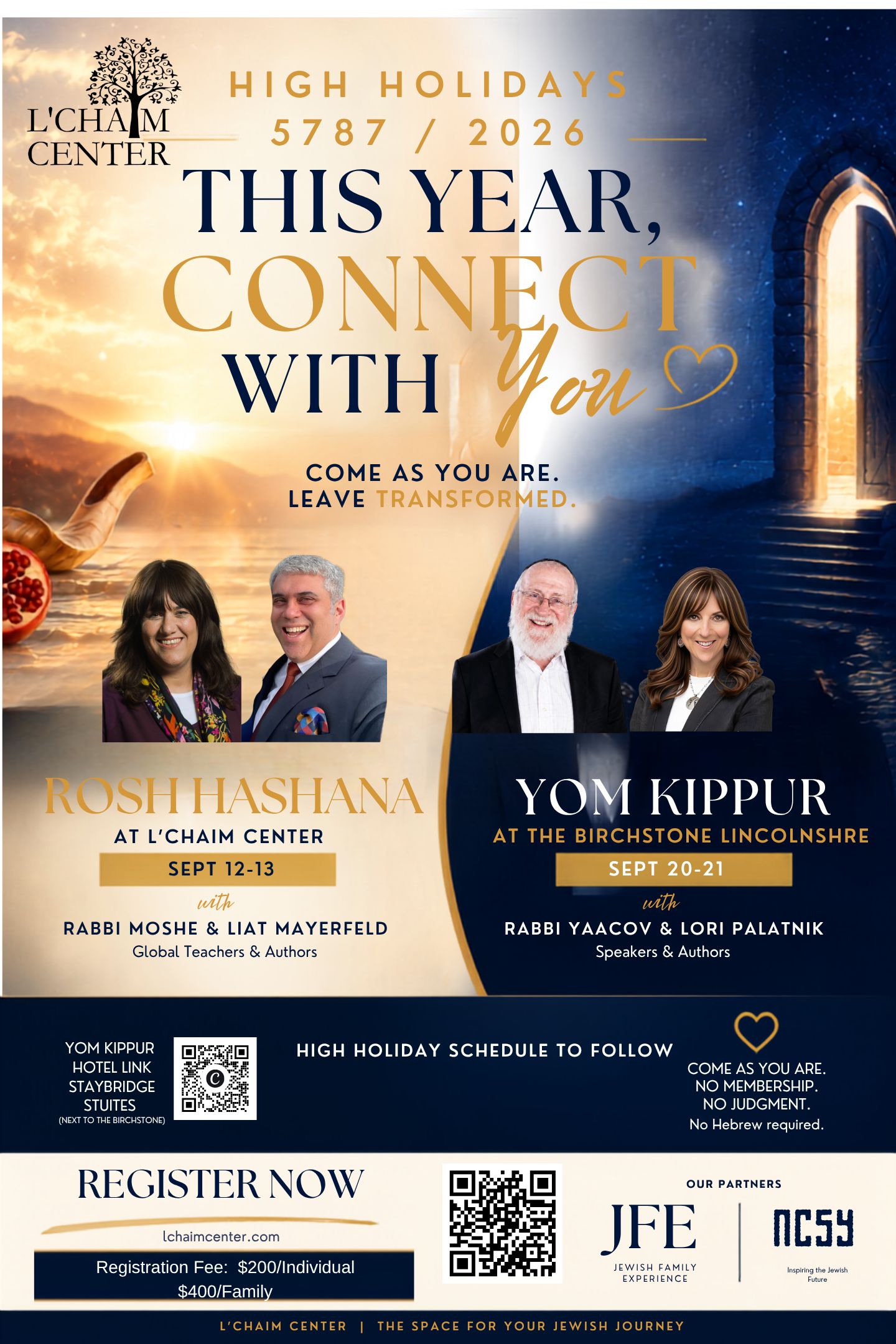 High Holidays with L'Chaim Center — Rosh Hashana & Yom Kippur services flyer